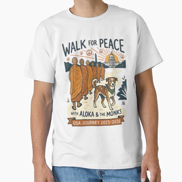 Walk for Peace Monks Dog USA Journey 2025-2026 Vintage Zen T-Shirt