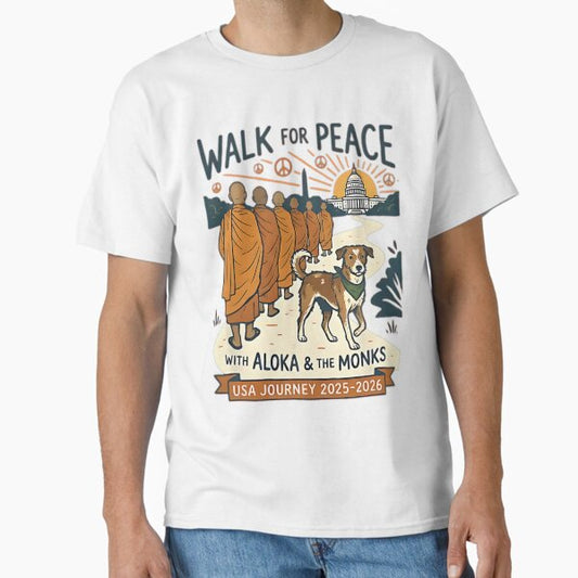 Walk for Peace Monks Dog USA Journey 2025-2026 Vintage Zen T-Shirt