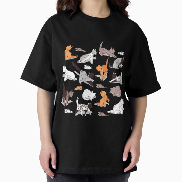 Origami kitten friends // grey linen texture background paper cats T-Shirt