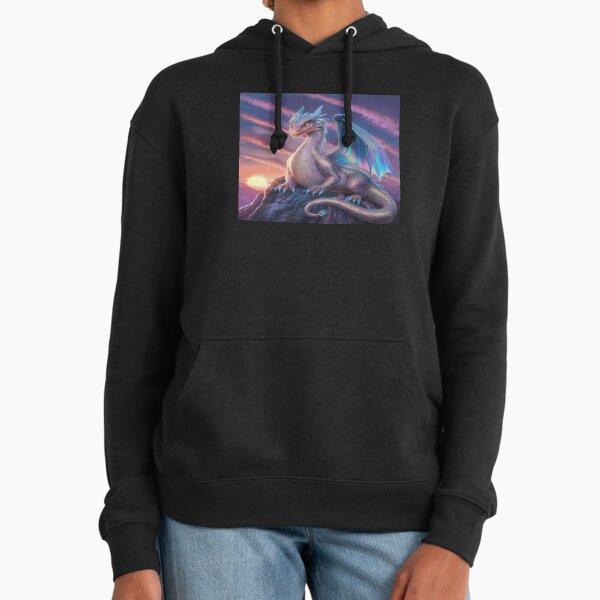 Pink brilliant cute fantasy dragon with horns,Legendary Animals,dragon art,Legendary dragon Hoodie