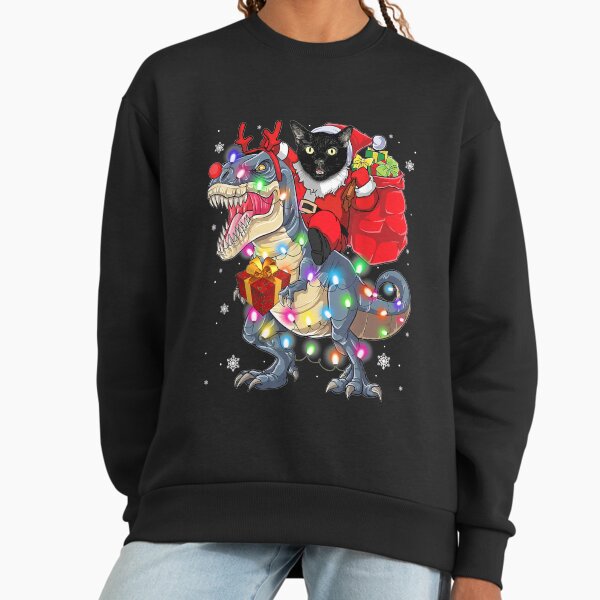 Cat Riding A Dinosaur T Rex Christmas Gifts Sweatshirt