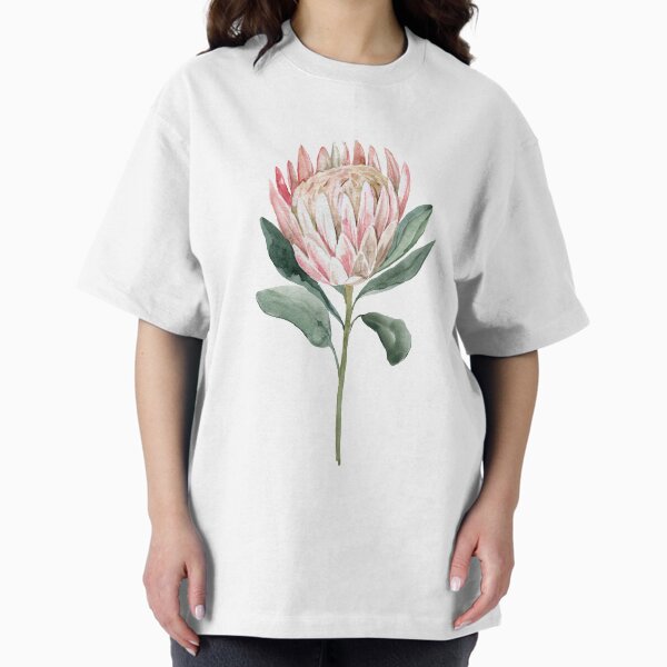 Watercolour Protea Flower with Pink Petals, Botanical Lotus Petal Pattern T-Shirt