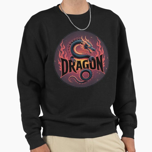 Fiery black dragon with fire emblem logo , Legendary Animals,dragon art,Legendary dragon Sweatshirt