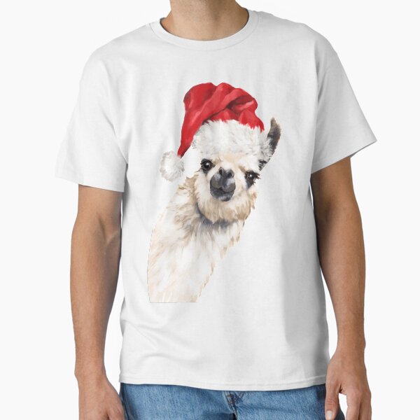Christmas Sneaky Llama in Green T-Shirt
