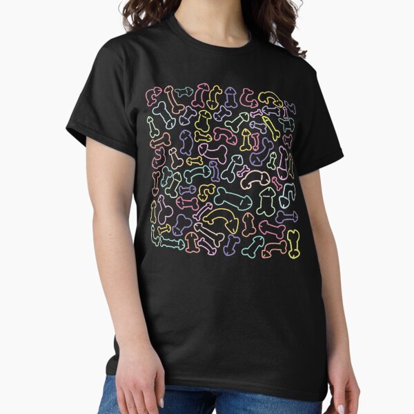 PASTEL PENIS PATTERN MASK BLACK T-Shirt