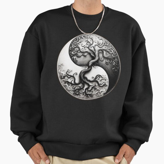 Black And White Tree of Life Yin Yang Sweatshirt