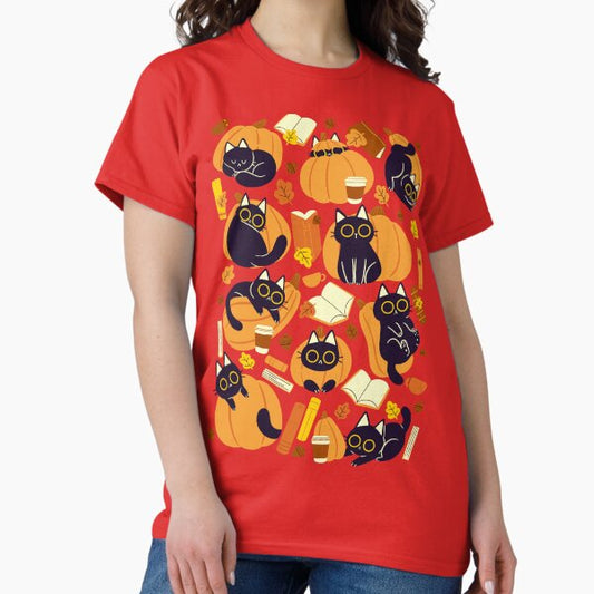 Cats, Pumpkins and Books T-Shirt