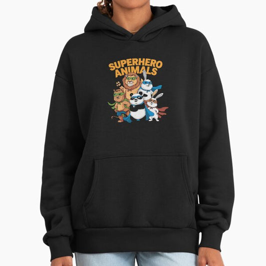 Superhero Animals – Cute Cartoon Animal Hero Kids Design Hoodie