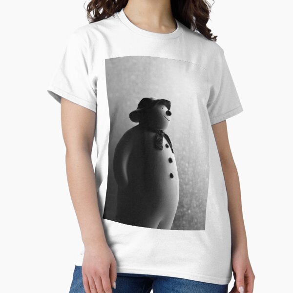 Black & White Christmas Photograph The Snowman Raymond Briggs T-Shirt