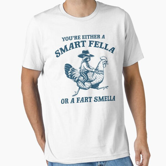 Are You A Smart Fella Or Fart Smella? Funny Animals Shirt, Raccoon Chicken Shirt, Weird T Shirt, Meme T Shirt, Trash Panda T Shirt, Unisex T-Shirt