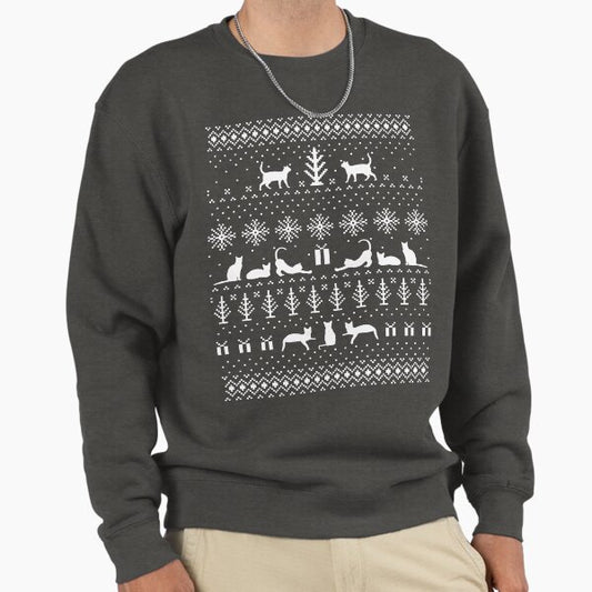 Kitty Cat Christmas Sweater Pattern Sweatshirt