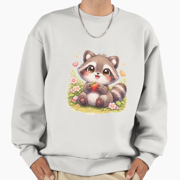 Cute Raccoon With Strawberry Kawaii Design Sweatshirt