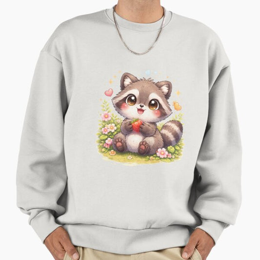 Cute Raccoon With Strawberry Kawaii Design Sweatshirt