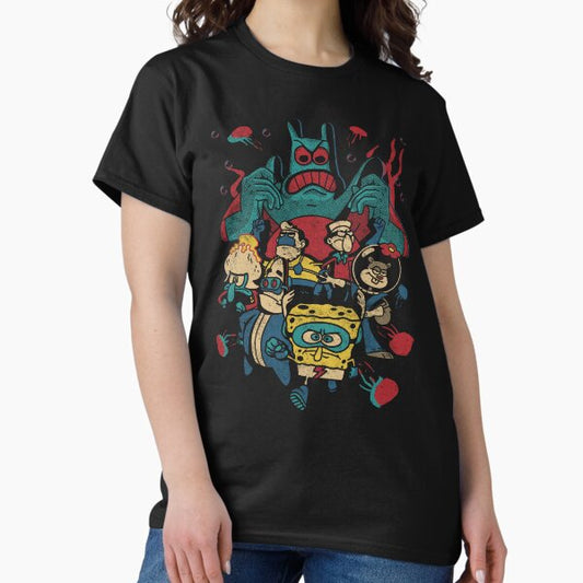 SpongeBob SquarePants Retro Superhero Group Poster T-Shirt