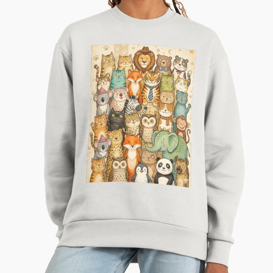 Cute Animal Friends Group Portrait Illustration Sweatshirt
