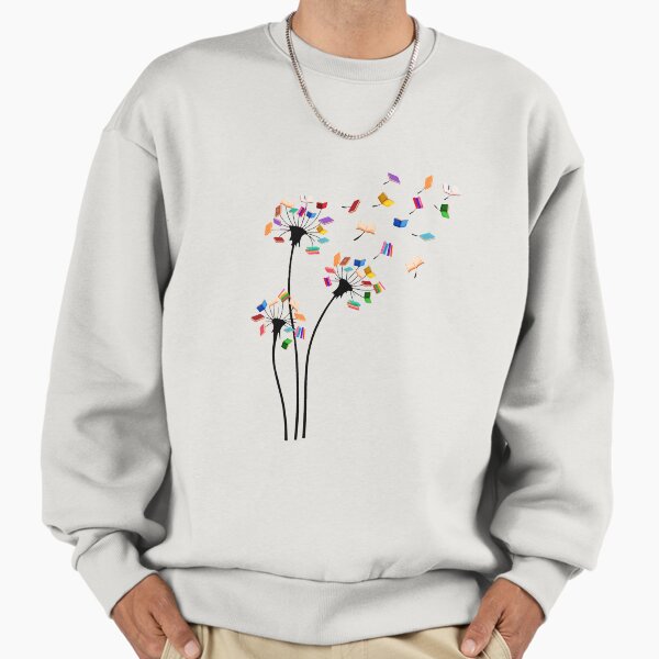 Cute Dandelion Books Flower Fly Reading Fan Club Sweatshirt