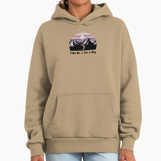 Hold On, I See a Dog – Retro Sunset Funny Dog Lover Design Hoodie