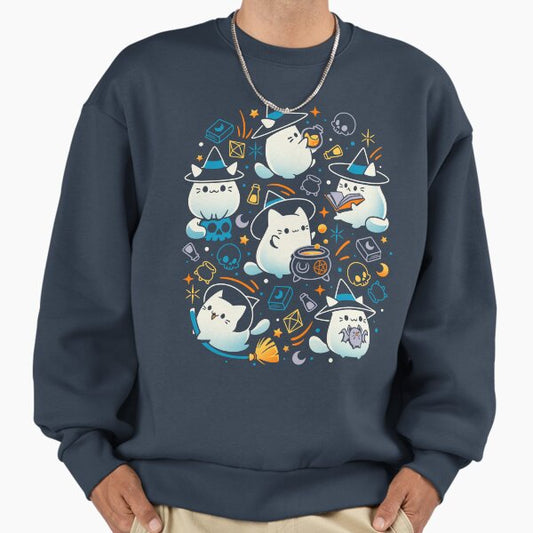 Whiskers and Witchcraft - Cute Cat Witch Sweatshirt