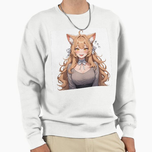 Cute Busty Neko Cat Girl Kawaii Anime Aesthetic Sweatshirt