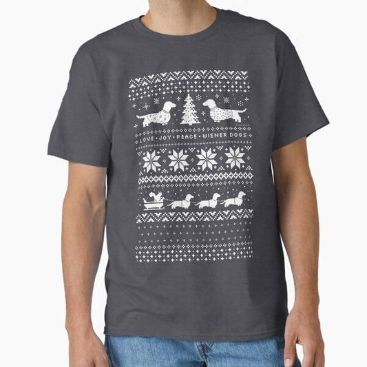 Dachshunds Christmas Sweater Pattern T-Shirt