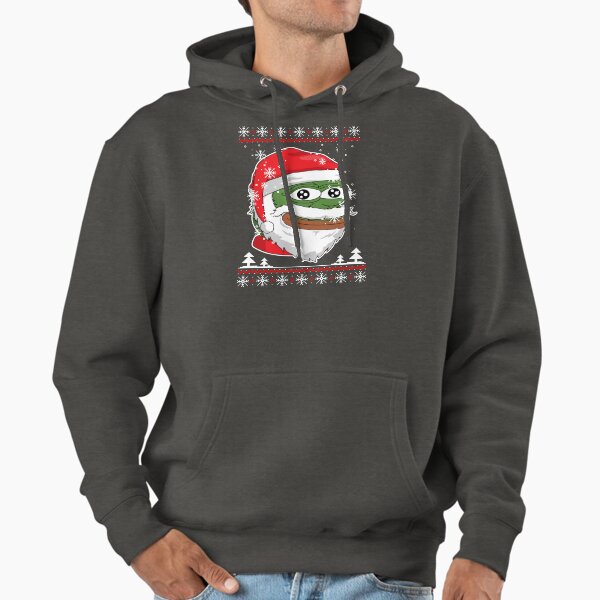 Santa Pepe FeelsOkayMan - White Outline Hoodie
