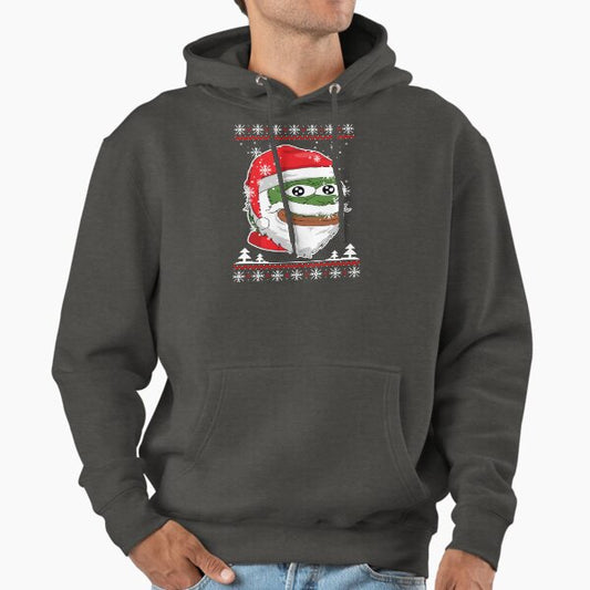 Santa Pepe FeelsOkayMan - White Outline Hoodie