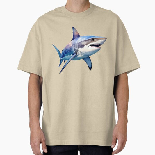 Hunter from the Deep, Shark in Watercolor Style T-Shirt