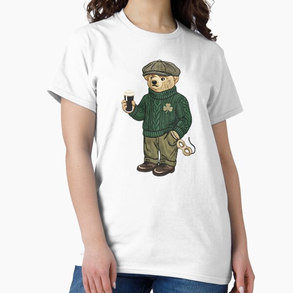 Vintage Irish Bear Shamrock T-Shirt – Retro St Patrick Lucky Pub Aesthetic T-Shirt