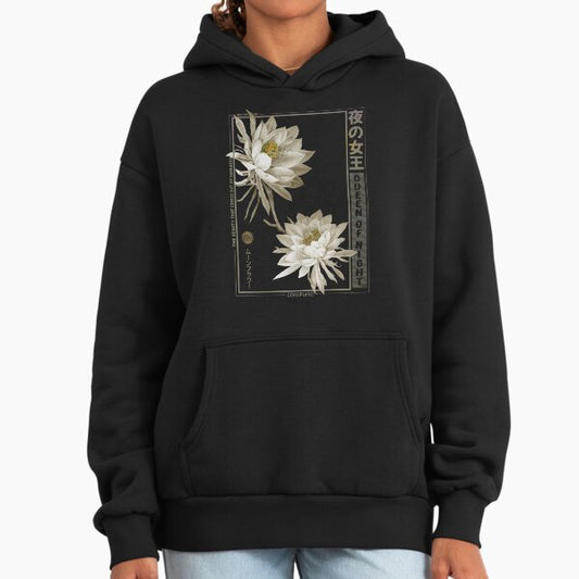 Japanese anime moon flower aesthetic Hoodie