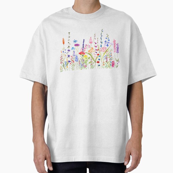 Hand painted colorful wild flower field T-Shirt