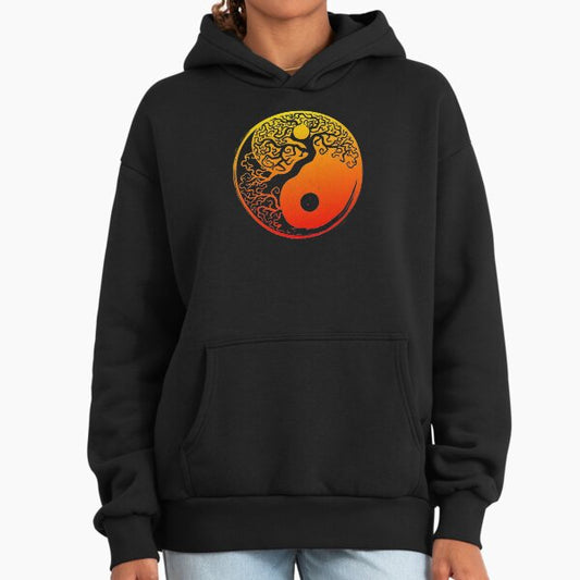 Yin Yang Symbol Spiritual Tree Day and Night Circle Hoodie