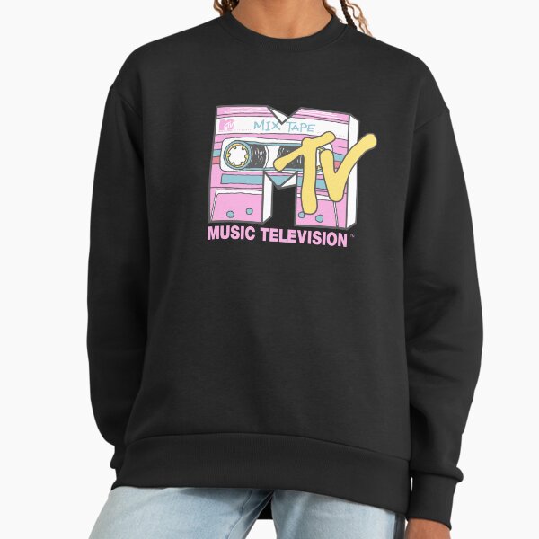 MTV Retro Neon Mix Tape Vintage Cassette Sketch Logo Sweatshirt