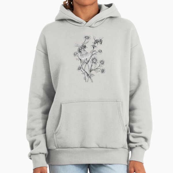 Bees and chamomile on offwhite background Hoodie