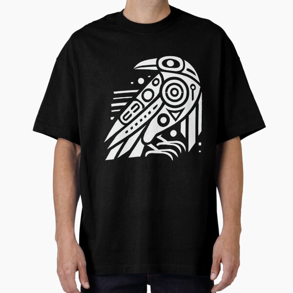 Pacific Northwest Raven – Negative Space Linework Design T-Shirt