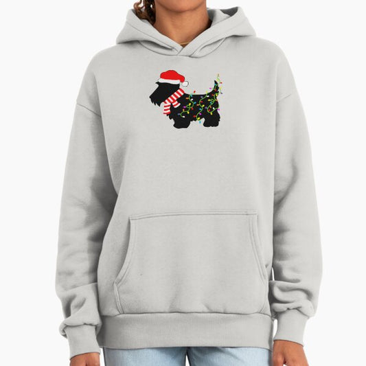 Christmas Scottie Dog With Lights Hoodie