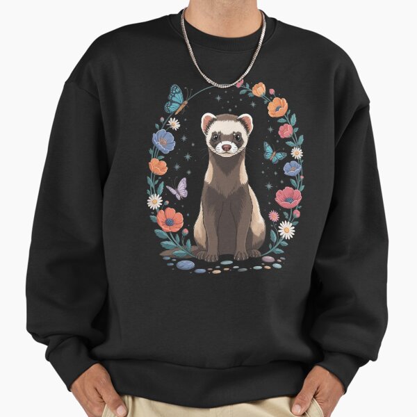 Ferret Surrounded By Flowers Cute Pet Lover Sweatshirt