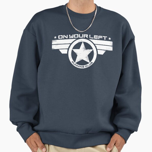 "On Your Left Running Club" Distressed Print 2 Sweatshirt