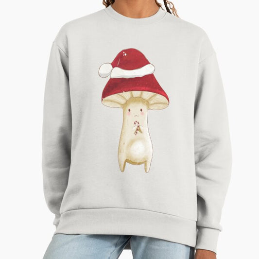 Cottagecore Christmas Mushroom Santa Hat with Candy Cane Christmas Design Graphic Sweatshirt