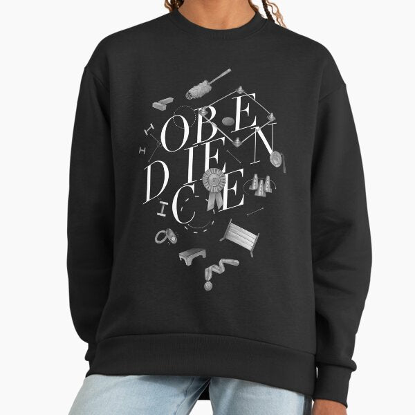 Obedience Lettering with Hand Drawn Exercise Illustrations Blue Mint Sweatshirt