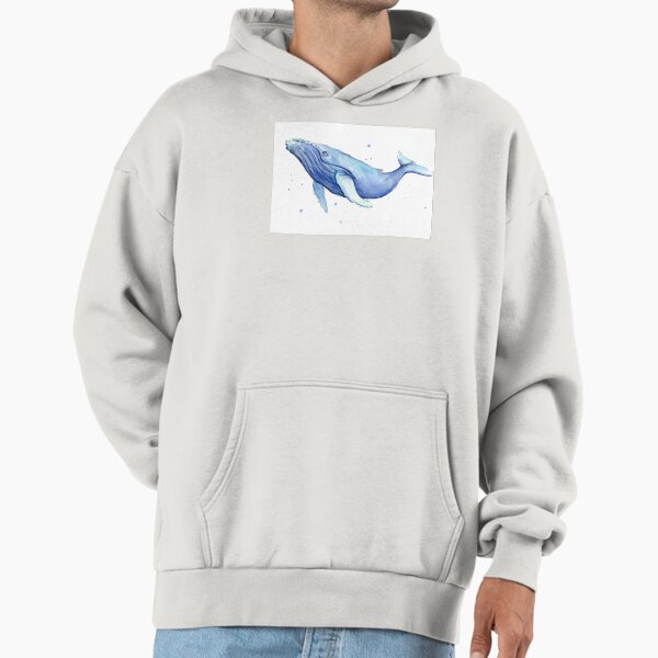 Humpback Whale Blue Watercolor Painting Hoodie