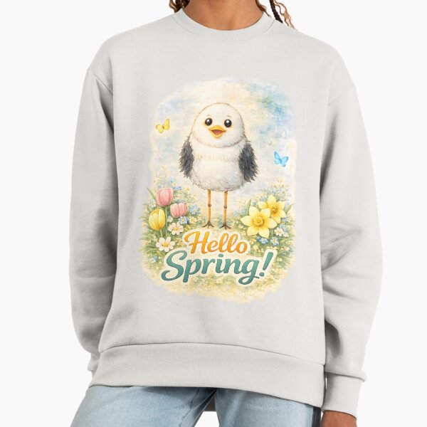 Cute Spring Bird – Hello Spring Watercolor Illustration Sweatshirt
