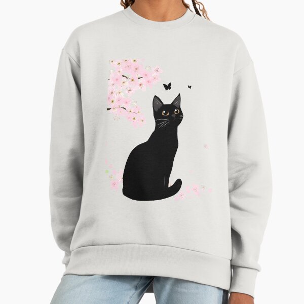 Sakura, Black Cat With Butterfly Sweatshirt