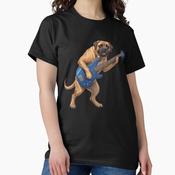 Mastiff Playing Bass Guitar Player Guitarist Dog Lover T-Shirt