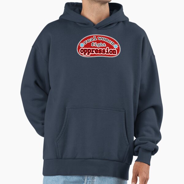 Real women fight oppression, red background Hoodie