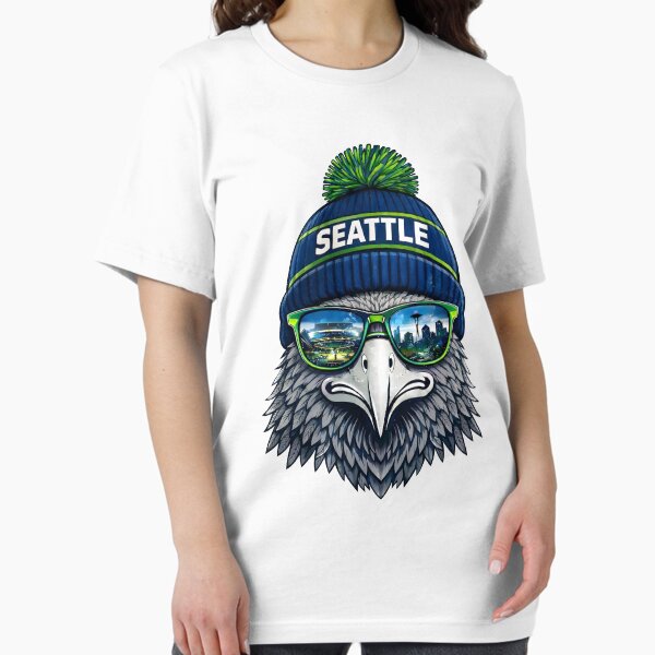 Seattle-Seahawks Beanie Hawk Mascot Design T-Shirt