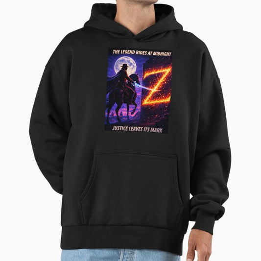 Midnight Mark of Justice Neon Zorro Comic Legend Night Rider Art Hoodie