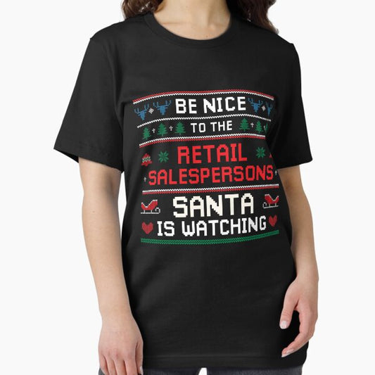 Funny Santa Christmas Ugly Sweater For Retail Salespersons T-Shirt