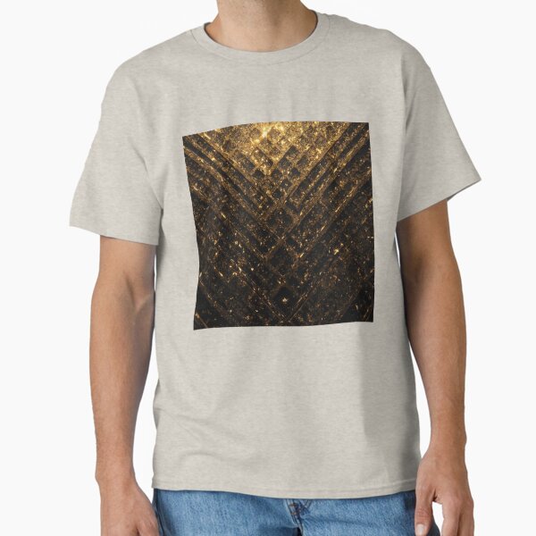 Elegant Black and Gold Geometric Sparkle Mosaic T-Shirt