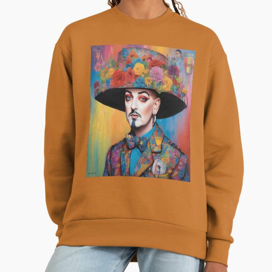 "Psychedelic Rainbow Reverie: Boy George's Vibrant Aura" Sweatshirt