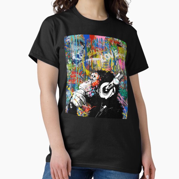 Monkey Thinker - Banksy Urban Contemporary Colorful Street Art - DJ Chimp T-Shirt